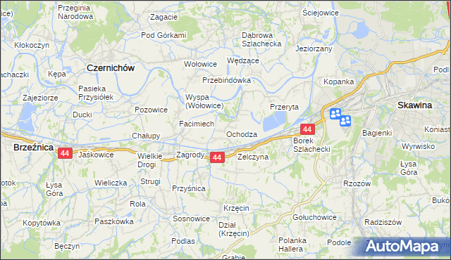 mapa Ochodza gmina Skawina, Ochodza gmina Skawina na mapie Targeo