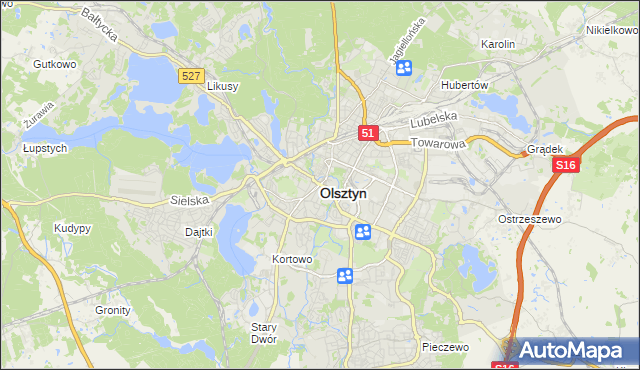 mapa Olsztyna, Olsztyn na mapie Targeo