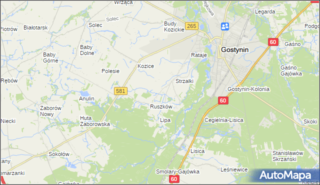 mapa Osada gmina Gostynin, Osada gmina Gostynin na mapie Targeo