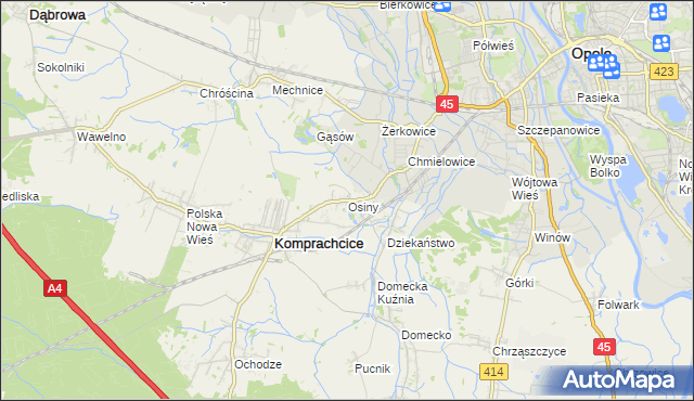 mapa Osiny gmina Komprachcice, Osiny gmina Komprachcice na mapie Targeo