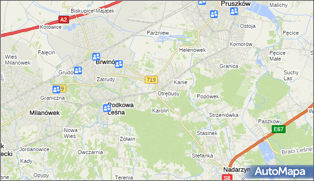 mapa Otrębusy, Otrębusy na mapie Targeo