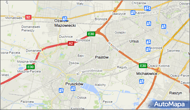 mapa Piastów powiat pruszkowski, Piastów powiat pruszkowski na mapie Targeo