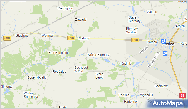 mapa Płosodrza, Płosodrza na mapie Targeo