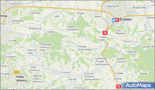 mapa Poręba Spytkowska, Poręba Spytkowska na mapie Targeo