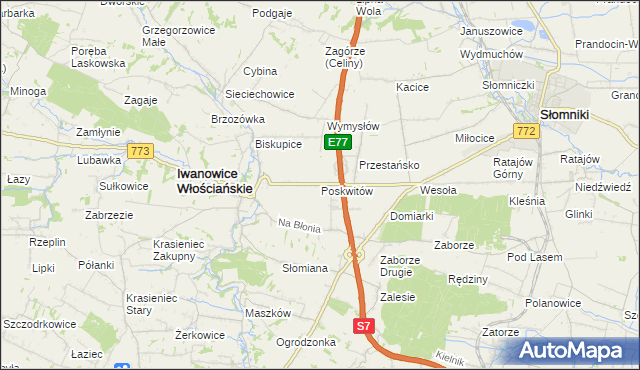 mapa Poskwitów, Poskwitów na mapie Targeo