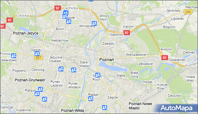 mapa Poznania, Poznań na mapie Targeo
