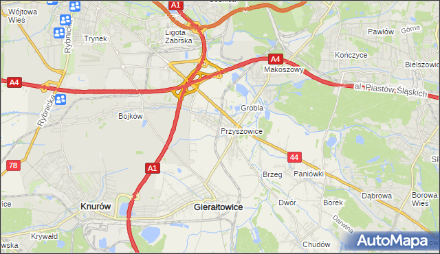 mapa Przyszowice, Przyszowice na mapie Targeo