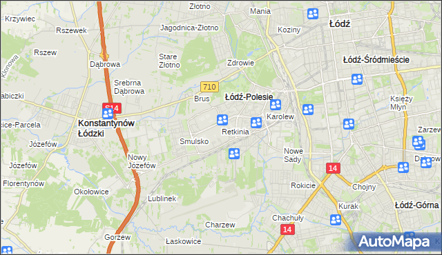 mapa Retkinia, Retkinia na mapie Targeo