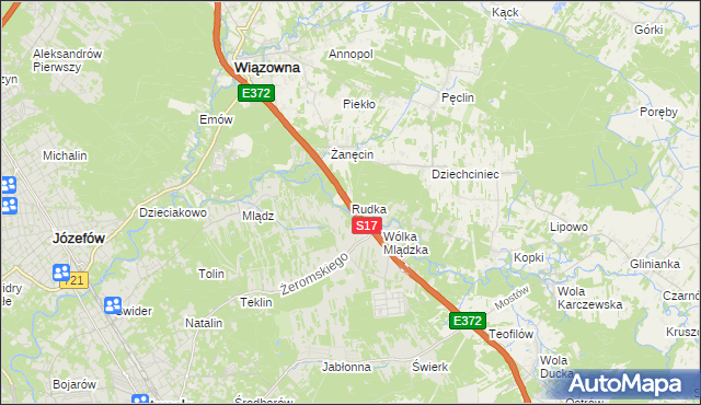 mapa Rudka gmina Wiązowna, Rudka gmina Wiązowna na mapie Targeo
