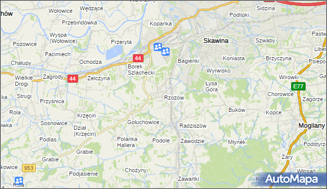 mapa Rzozów, Rzozów na mapie Targeo