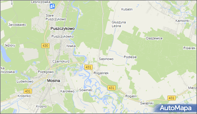 mapa Sasinowo, Sasinowo na mapie Targeo
