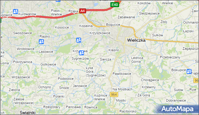mapa Siercza, Siercza na mapie Targeo