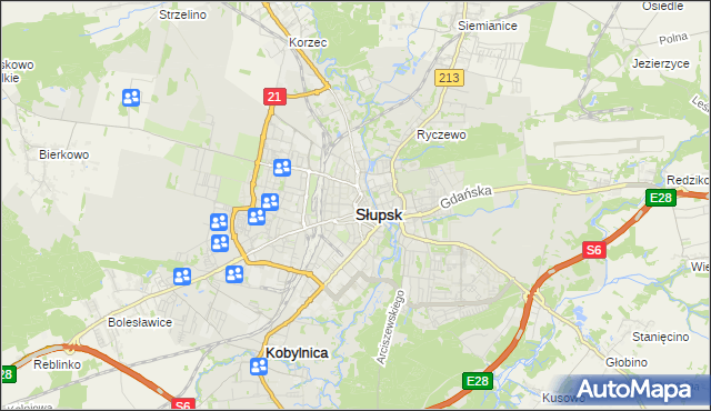 mapa Słupska, Słupsk na mapie Targeo