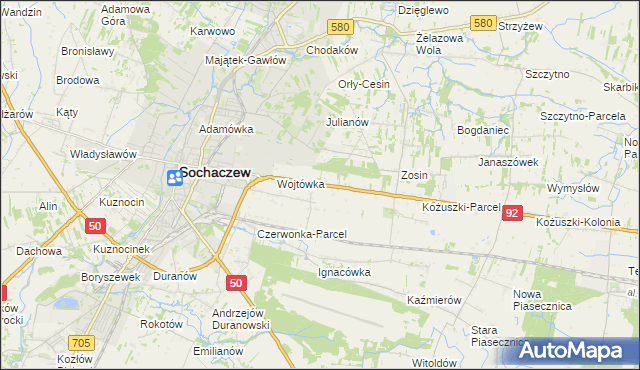 mapa Sochaczew-Wieś, Sochaczew-Wieś na mapie Targeo