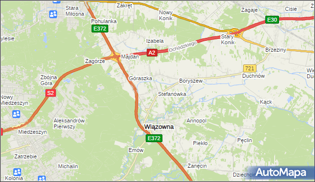mapa Stefanówka gmina Wiązowna, Stefanówka gmina Wiązowna na mapie Targeo