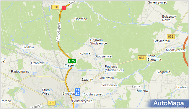 mapa Studzienice gmina Pszczyna, Studzienice gmina Pszczyna na mapie Targeo