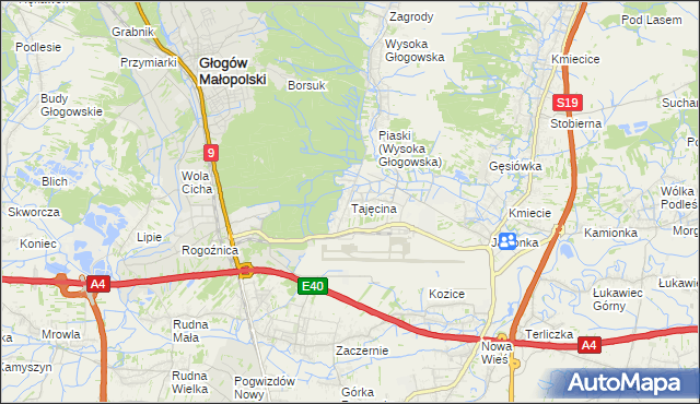 mapa Tajęcina, Tajęcina na mapie Targeo