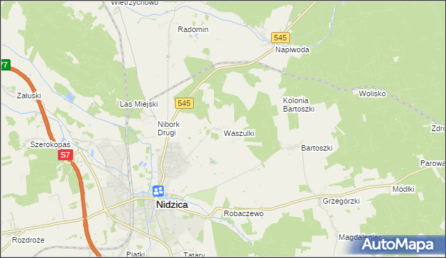 mapa Waszulki, Waszulki na mapie Targeo