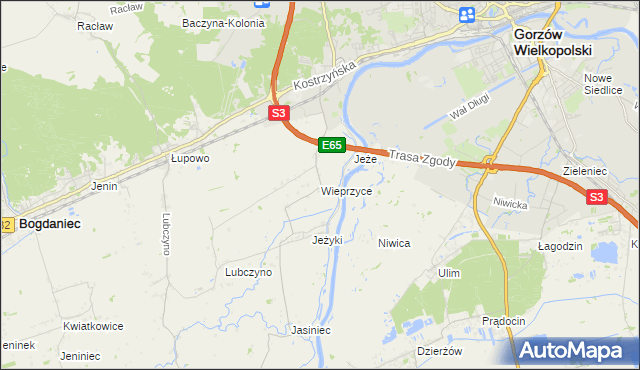 mapa Wieprzyce, Wieprzyce na mapie Targeo