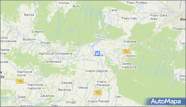 mapa Wilków gmina Bodzentyn, Wilków gmina Bodzentyn na mapie Targeo