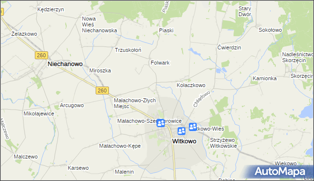 mapa Witkówko, Witkówko na mapie Targeo