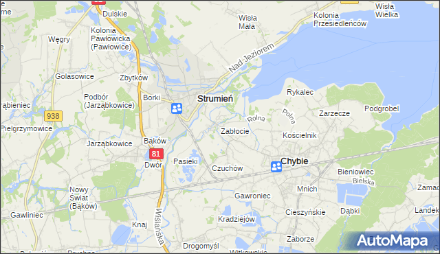mapa Zabłocie gmina Strumień, Zabłocie gmina Strumień na mapie Targeo