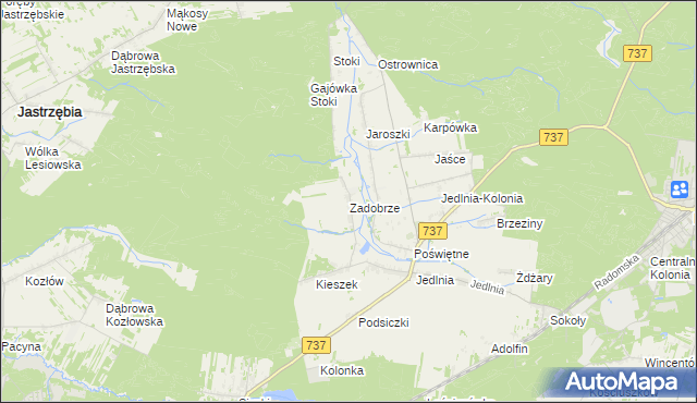 mapa Zadobrze gmina Pionki, Zadobrze gmina Pionki na mapie Targeo