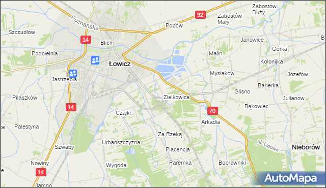 mapa Zielkowice, Zielkowice na mapie Targeo