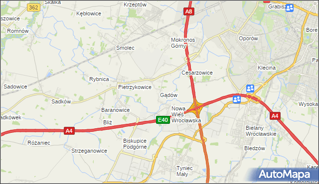 mapa Gądów, Gądów na mapie Targeo