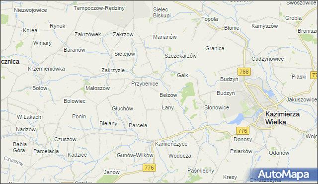 mapa Bełzów, Bełzów na mapie Targeo