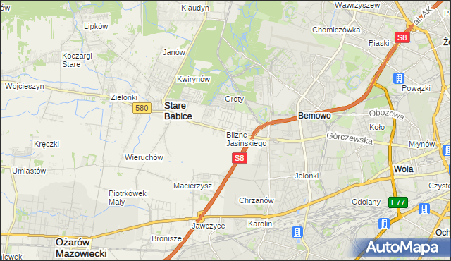 mapa Blizne Jasińskiego, Blizne Jasińskiego na mapie Targeo