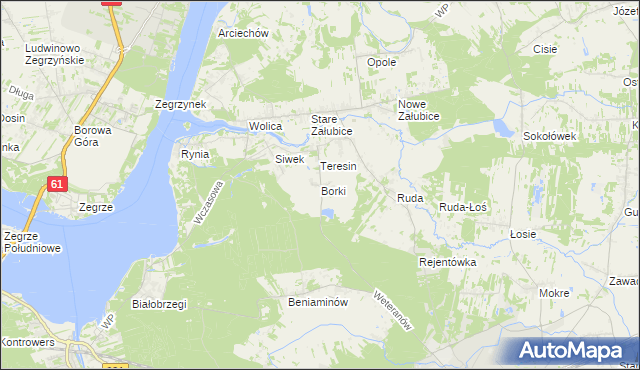 mapa Borki gmina Radzymin, Borki gmina Radzymin na mapie Targeo