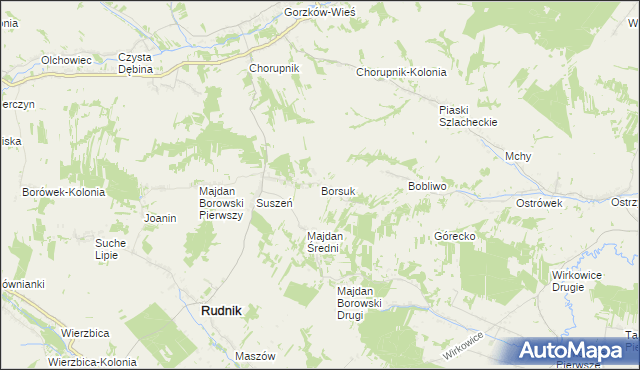 mapa Borsuk gmina Gorzków, Borsuk gmina Gorzków na mapie Targeo