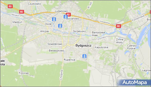 mapa Bydgoszczy, Bydgoszcz na mapie Targeo