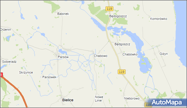 mapa Chabowo, Chabowo na mapie Targeo