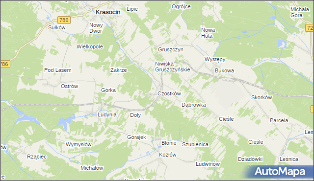 mapa Czostków gmina Krasocin, Czostków gmina Krasocin na mapie Targeo