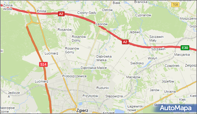 mapa Dąbrówka-Strumiany, Dąbrówka-Strumiany na mapie Targeo