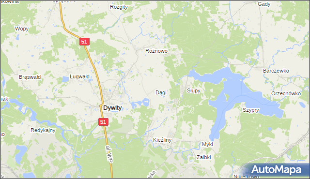 mapa Dągi, Dągi na mapie Targeo