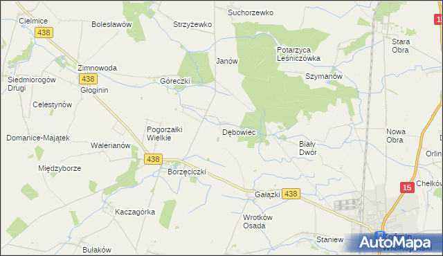 mapa Dębowiec gmina Koźmin Wielkopolski, Dębowiec gmina Koźmin Wielkopolski na mapie Targeo