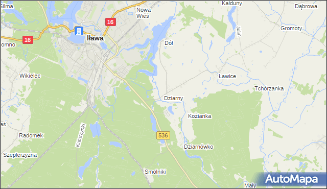 mapa Dziarny, Dziarny na mapie Targeo
