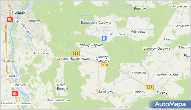 mapa Gładczyn Rządowy, Gładczyn Rządowy na mapie Targeo