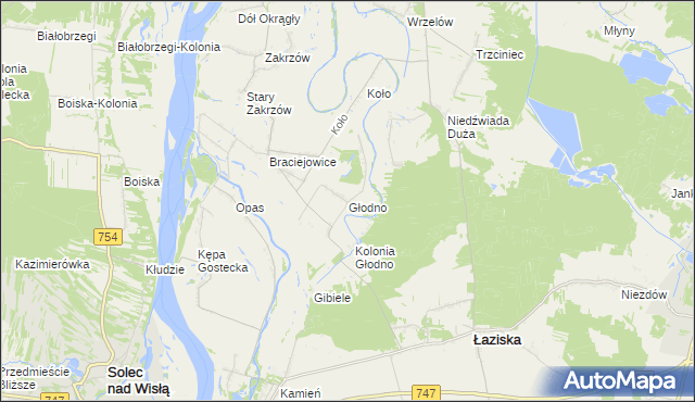 mapa Głodno gmina Łaziska, Głodno gmina Łaziska na mapie Targeo