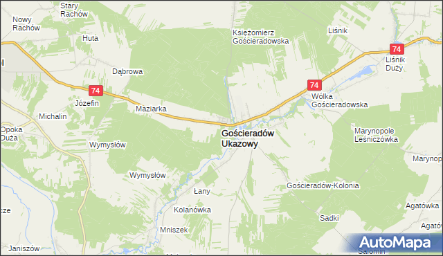 mapa Gościeradów Ukazowy, Gościeradów Ukazowy na mapie Targeo