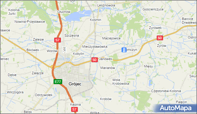mapa Janówek gmina Grójec, Janówek gmina Grójec na mapie Targeo