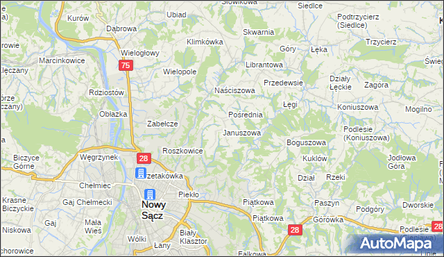 mapa Januszowa, Januszowa na mapie Targeo