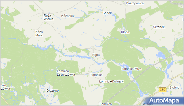 mapa Kępa gmina Trzcianka, Kępa gmina Trzcianka na mapie Targeo