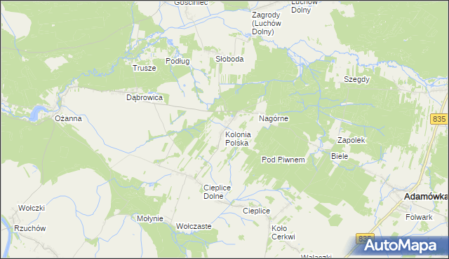mapa Kolonia Polska, Kolonia Polska na mapie Targeo