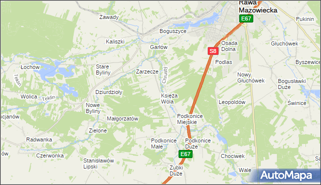 mapa Księża Wola, Księża Wola na mapie Targeo