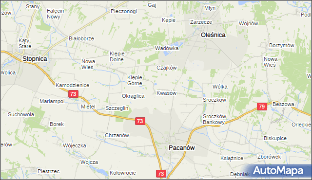 mapa Kwasów, Kwasów na mapie Targeo