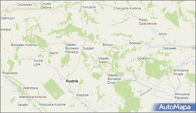 mapa Majdan Średni, Majdan Średni na mapie Targeo